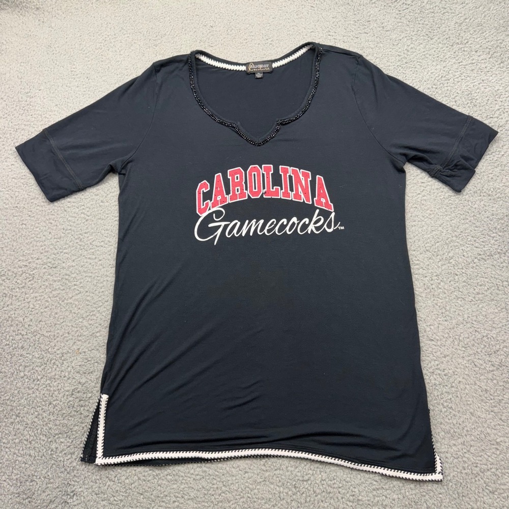 Gameday Couture Womens‎ Size XL Black Carolina Gamecocks Beaded V-Neck Rayon Top